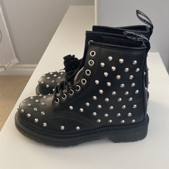 Dr Martens Black 1460 Studs Wanama Leather Lace Up Boots Size 5 - Picture 6 of 13